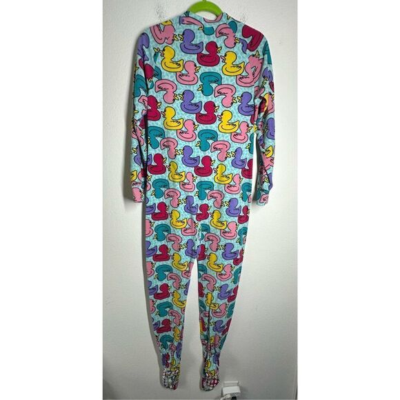 Joe Boxer Womens Large One Piece Footie Pajamas Ducks Blue Multicolor Zip Size M - Picture 5 of 15